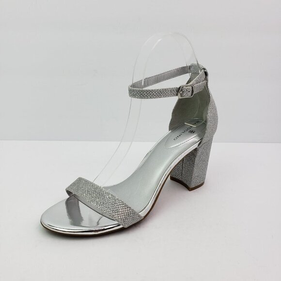 Bandolino ARMORY 2 Womens Size 7.5 Silver Sparkle Ankle Strap 3" Heel Sandals - Picture 2 of 12